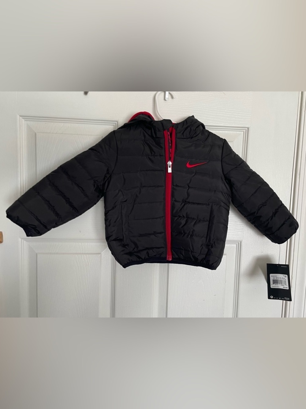 NWT Nike Toddler 18 Month Black Puffer Jacket with Red Trim for Kids